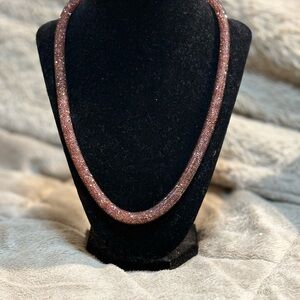 Elegant Pink & Black Crystal Necklace